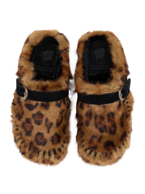 TAJI Zoccoli sabot Thais  in pelliccia ecologica leopardata TAJI | THAIS LEOPARDMARRONE